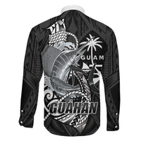 Guam Blue Marlin Fishing Family Matching Mermaid Dress and Hawaiian Shirt Guahan Fish Hook Tattoo Black Version LT14 - Polynesian Pride