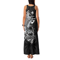 Guam Blue Marlin Fishing Family Matching Tank Maxi Dress and Hawaiian Shirt Guahan Fish Hook Tattoo Black Version