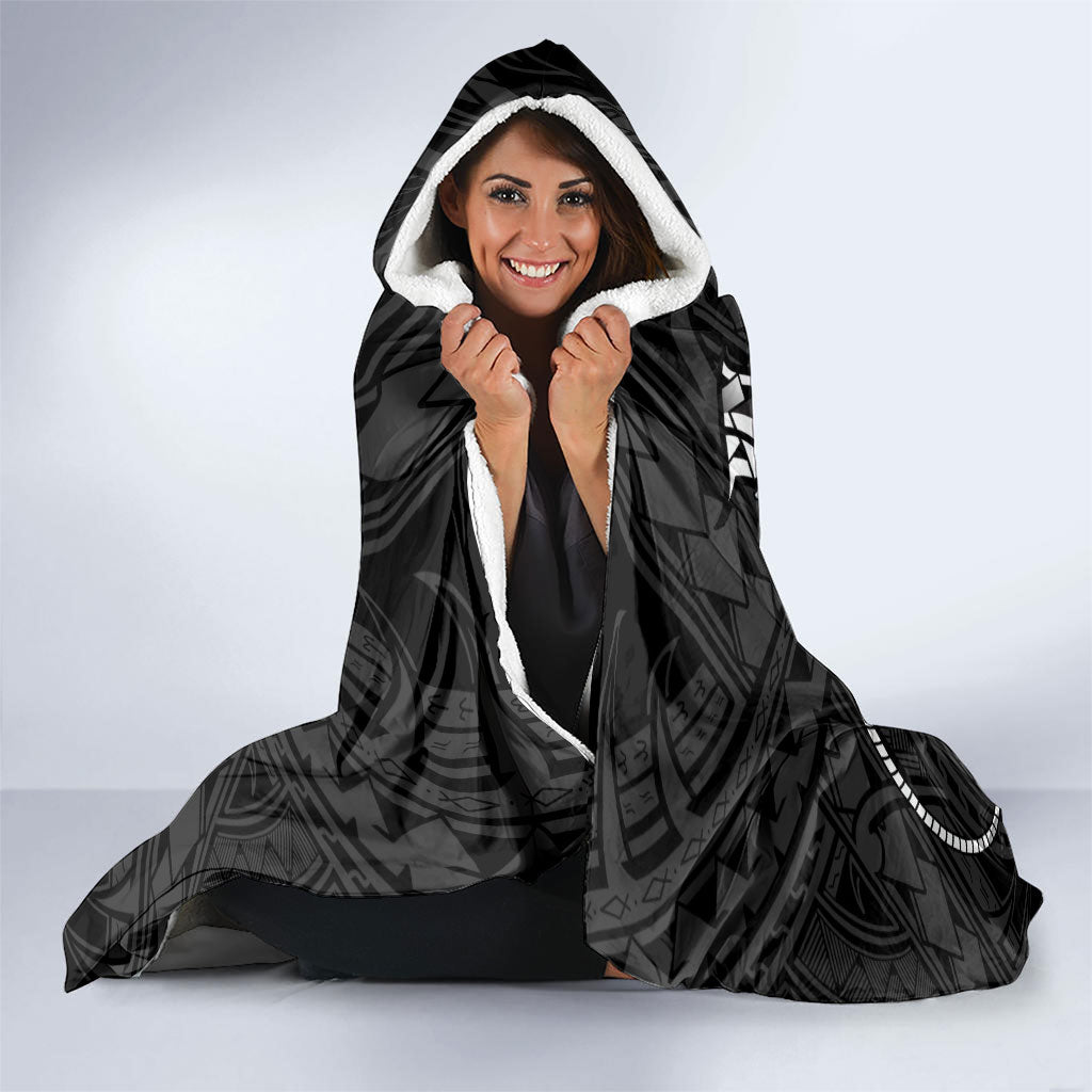 Guam Blue Marlin Fishing Hooded Blanket Guahan Fish Hook Tattoo Black Version LT14 - Polynesian Pride