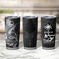 Guam Blue Marlin Fishing Tumbler Cup Guahan Fish Hook Tattoo Black Version LT14 - Polynesian Pride