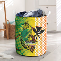 Hawaii Blue Marlin Fishing Laundry Basket Hawaiian Kanaka Kakau Reggae