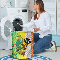 Hawaii Blue Marlin Fishing Laundry Basket Hawaiian Kanaka Kakau Reggae