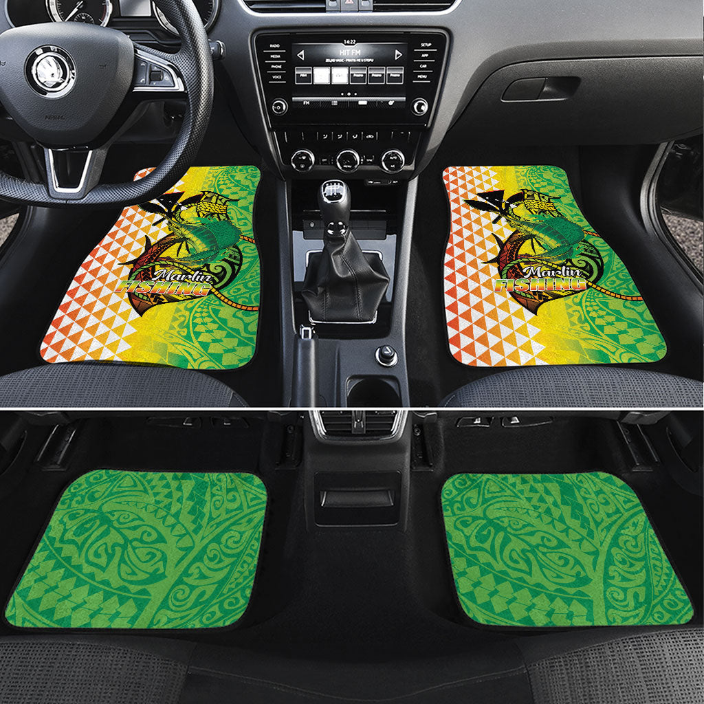 Hawaii Blue Marlin Fishing Car Mats Hawaiian Kanaka Kakau Reggae