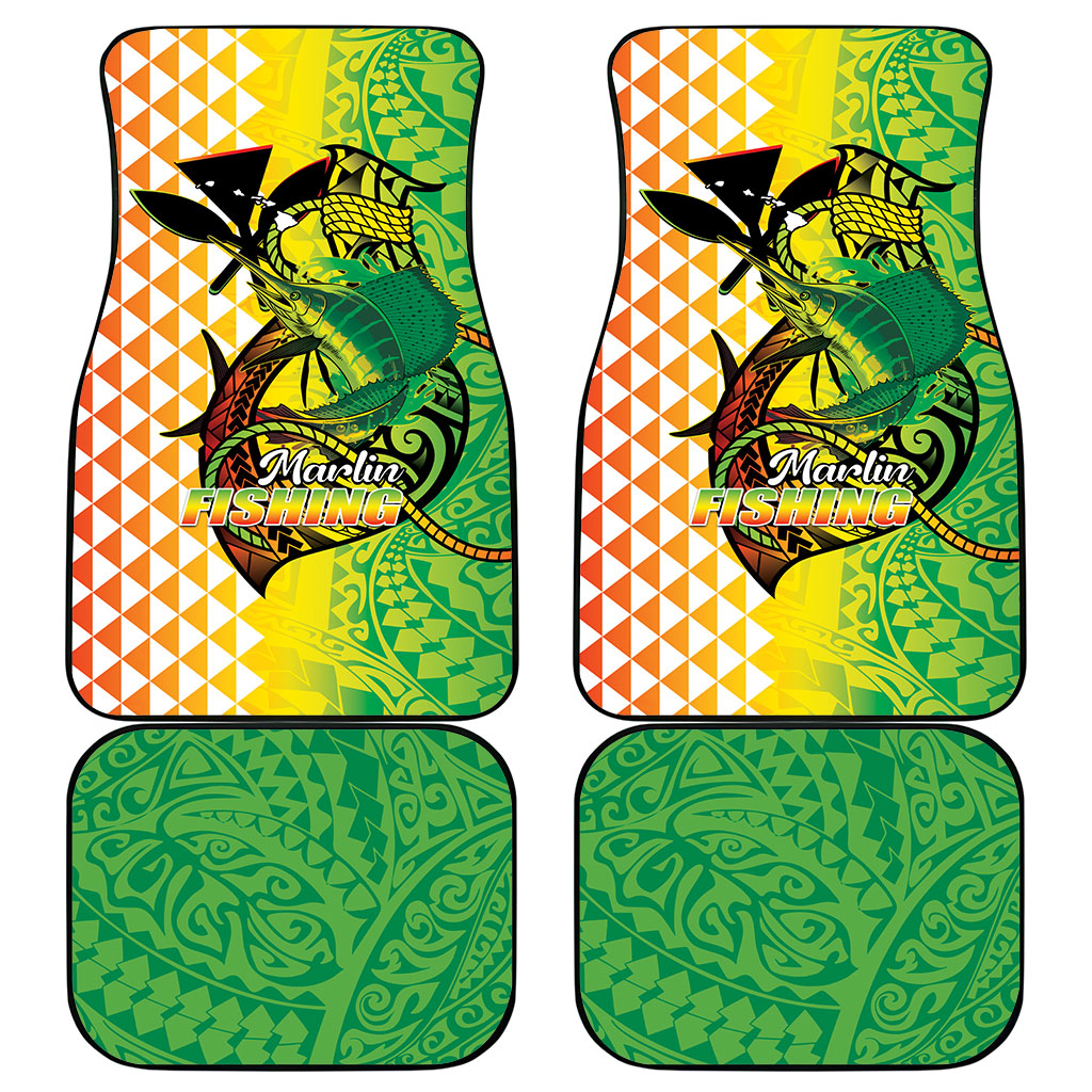 Hawaii Blue Marlin Fishing Car Mats Hawaiian Kanaka Kakau Reggae
