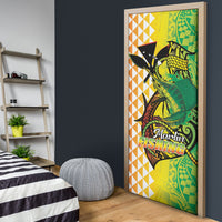 Hawaii Blue Marlin Fishing Door Cover Hawaiian Kanaka Kakau Reggae