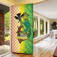 Hawaii Blue Marlin Fishing Door Cover Hawaiian Kanaka Kakau Reggae