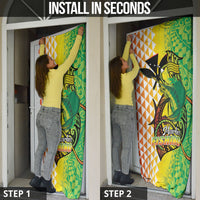 Hawaii Blue Marlin Fishing Door Cover Hawaiian Kanaka Kakau Reggae