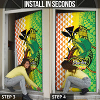 Hawaii Blue Marlin Fishing Door Cover Hawaiian Kanaka Kakau Reggae
