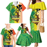 Hawaii Blue Marlin Fishing Family Matching Mermaid Dress and Hawaiian Shirt Hawaiian Kanaka Kakau Reggae