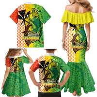 Hawaii Blue Marlin Fishing Family Matching Mermaid Dress and Hawaiian Shirt Hawaiian Kanaka Kakau Reggae