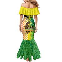 Hawaii Blue Marlin Fishing Family Matching Mermaid Dress and Hawaiian Shirt Hawaiian Kanaka Kakau Reggae