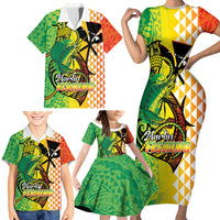 Hawaii Blue Marlin Fishing Family Matching Short Sleeve Bodycon Dress and Hawaiian Shirt Hawaiian Kanaka Kakau Reggae LT14 - Polynesian Pride
