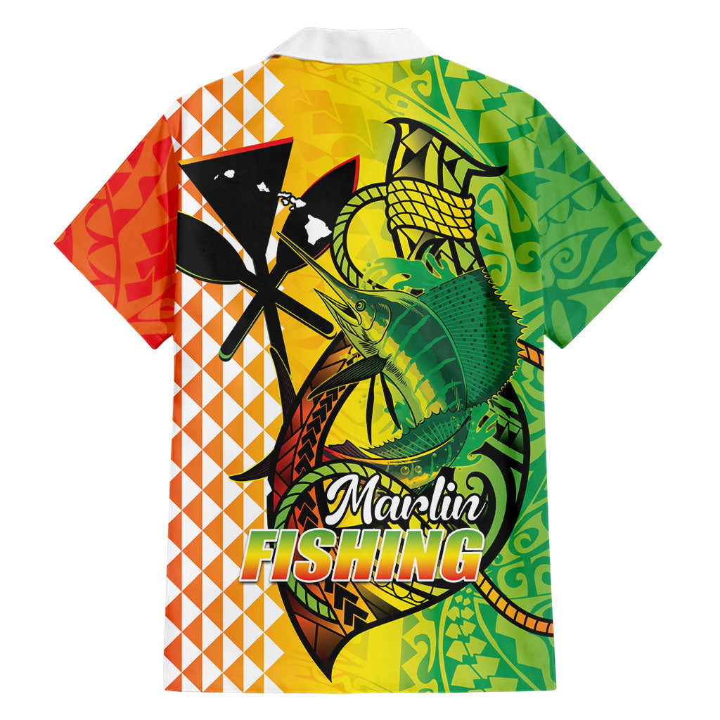 Hawaii Blue Marlin Fishing Family Matching Short Sleeve Bodycon Dress and Hawaiian Shirt Hawaiian Kanaka Kakau Reggae LT14 - Polynesian Pride