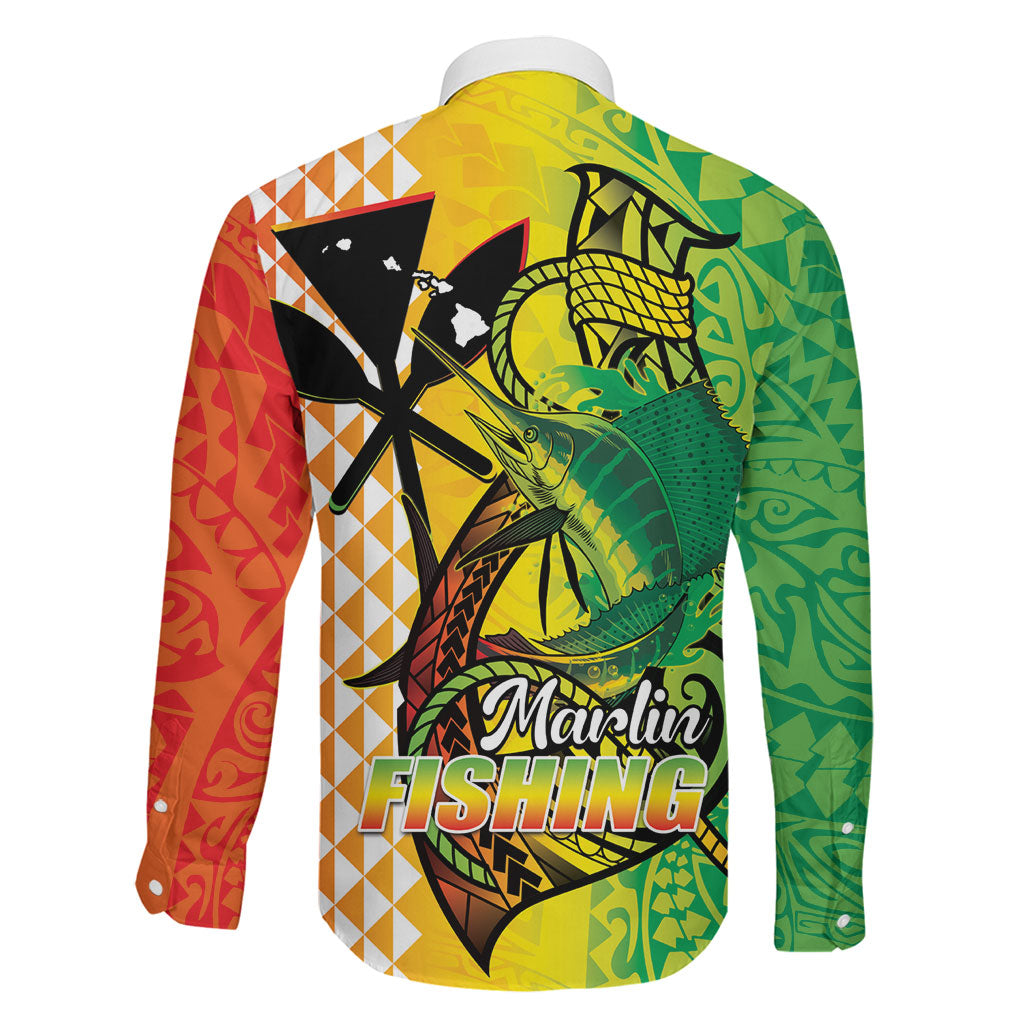 Hawaii Blue Marlin Fishing Family Matching Short Sleeve Bodycon Dress and Hawaiian Shirt Hawaiian Kanaka Kakau Reggae LT14 - Polynesian Pride