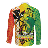 Hawaii Blue Marlin Fishing Family Matching Short Sleeve Bodycon Dress and Hawaiian Shirt Hawaiian Kanaka Kakau Reggae LT14 - Polynesian Pride