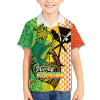 Hawaii Blue Marlin Fishing Family Matching Short Sleeve Bodycon Dress and Hawaiian Shirt Hawaiian Kanaka Kakau Reggae LT14 Son's Shirt Reggae - Polynesian Pride