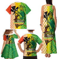 Hawaii Blue Marlin Fishing Family Matching Tank Maxi Dress and Hawaiian Shirt Hawaiian Kanaka Kakau Reggae