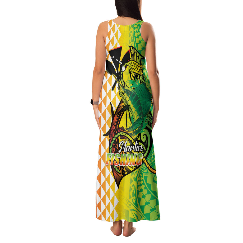 Hawaii Blue Marlin Fishing Family Matching Tank Maxi Dress and Hawaiian Shirt Hawaiian Kanaka Kakau Reggae
