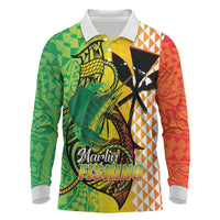 Hawaii Blue Marlin Fishing Long Sleeve Polo Shirt Hawaiian Kanaka Kakau Reggae LT14 Reggae - Polynesian Pride