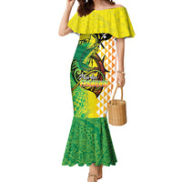 Hawaii Blue Marlin Fishing Mermaid Dress Hawaiian Kanaka Kakau Reggae