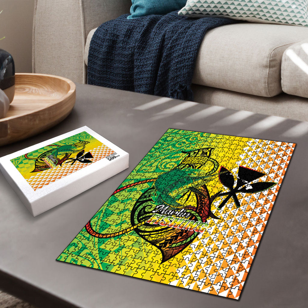 Hawaii Blue Marlin Fishing Puzzle Hawaiian Kanaka Kakau Reggae LT14 - Polynesian Pride
