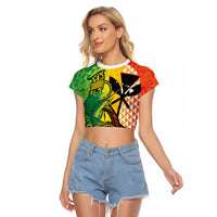 Hawaii Blue Marlin Fishing Raglan Cropped T Shirt Hawaiian Kanaka Kakau Reggae LT14 Female Reggae - Polynesian Pride