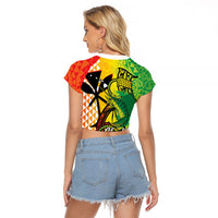 Hawaii Blue Marlin Fishing Raglan Cropped T Shirt Hawaiian Kanaka Kakau Reggae LT14 - Polynesian Pride