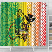 Hawaii Blue Marlin Fishing Shower Curtain Hawaiian Kanaka Kakau Reggae