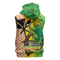 Hawaii Blue Marlin Fishing Sleeveless Hoodie Hawaiian Kanaka Kakau Reggae