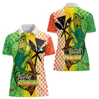 Hawaii Blue Marlin Fishing Women Polo Shirt Hawaiian Kanaka Kakau Reggae LT14 - Polynesian Pride