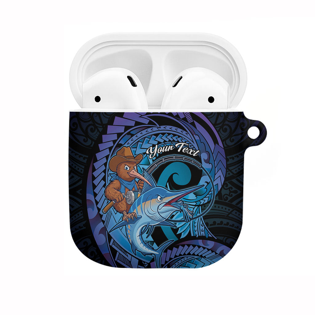 Personalised Blue Marlin Fishing New Zealand AirPods Case NZ Kiwi Cowboy Born To Fish