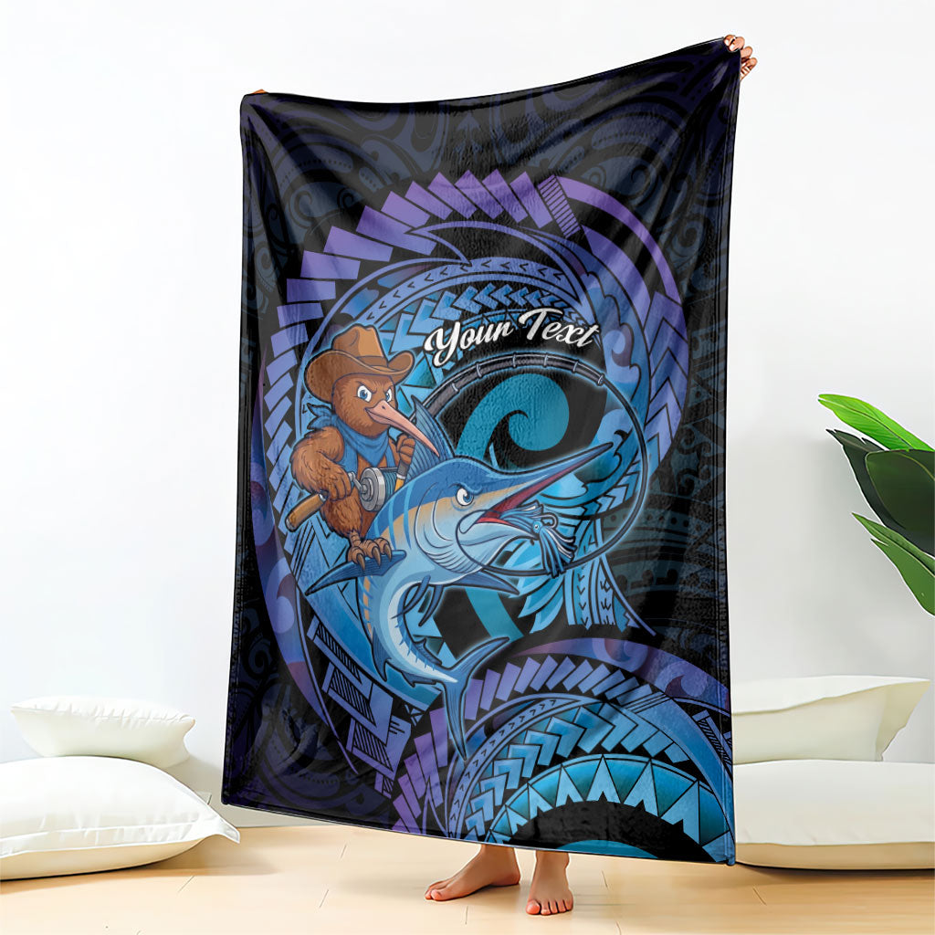 Personalised Blue Marlin Fishing New Zealand Blanket NZ Kiwi Cowboy Born To Fish