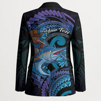 Personalised Blue Marlin Fishing New Zealand Blazer NZ Kiwi Cowboy Born To Fish