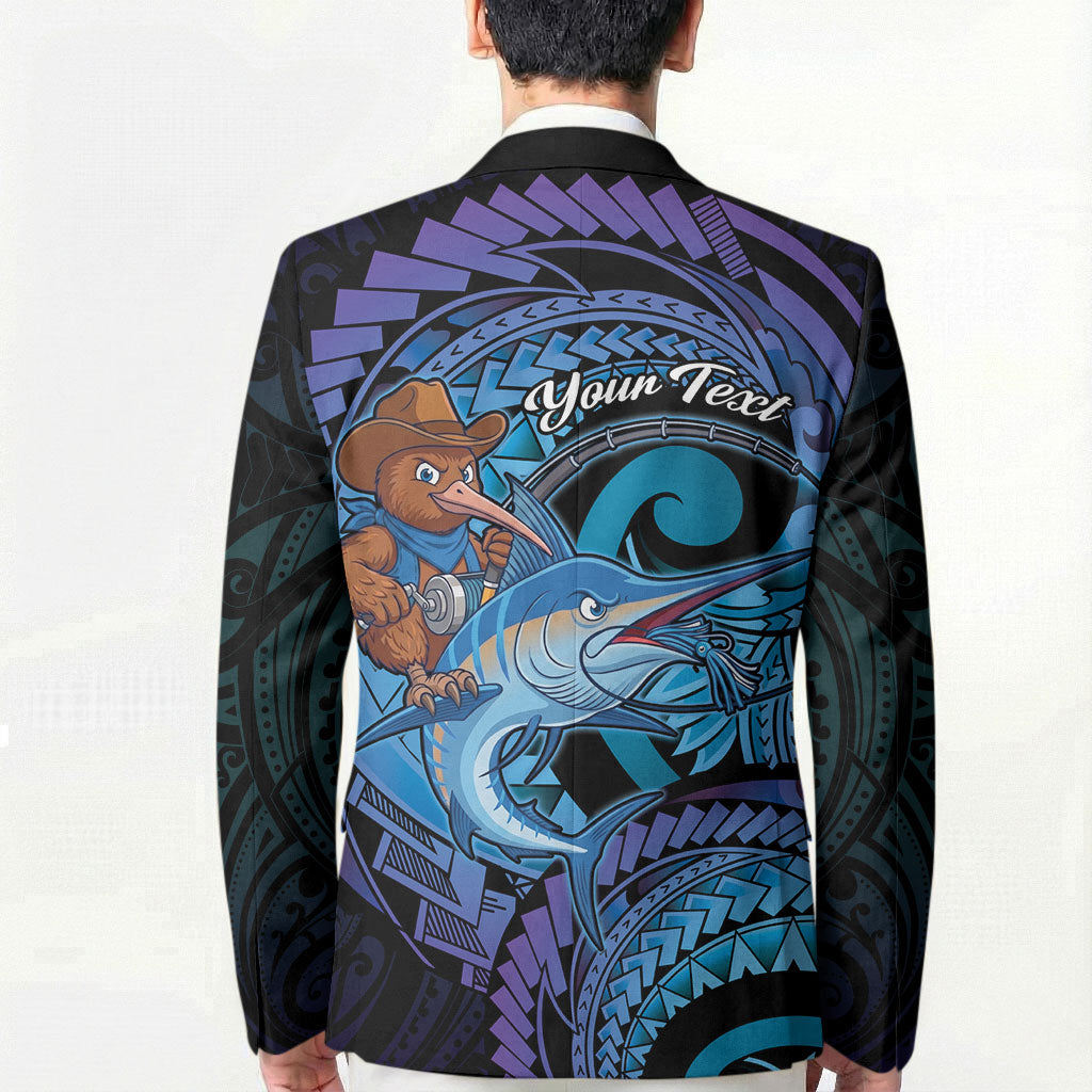 Personalised Blue Marlin Fishing New Zealand Blazer NZ Kiwi Cowboy Born To Fish