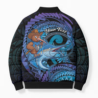 Personalised Blue Marlin Fishing New Zealand Bomber Puffer Jacket NZ Kiwi Cowboy Born To Fish LT14 - Polynesian Pride