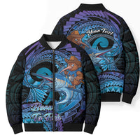 Personalised Blue Marlin Fishing New Zealand Bomber Puffer Jacket NZ Kiwi Cowboy Born To Fish LT14 - Polynesian Pride