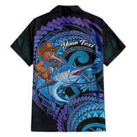 Personalised Blue Marlin Fishing New Zealand Family Matching Off Shoulder Maxi Dress and Hawaiian Shirt NZ Kiwi Cowboy Born To Fish LT14 - Polynesian Pride