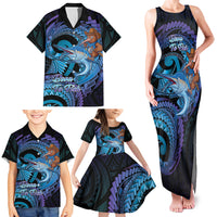 Personalised Blue Marlin Fishing New Zealand Family Matching Tank Maxi Dress and Hawaiian Shirt NZ Kiwi Cowboy Born To Fish LT14 - Polynesian Pride