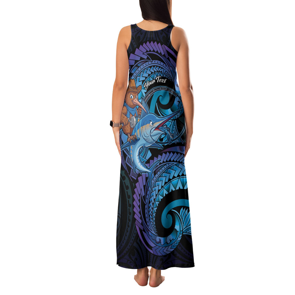 Personalised Blue Marlin Fishing New Zealand Family Matching Tank Maxi Dress and Hawaiian Shirt NZ Kiwi Cowboy Born To Fish LT14 - Polynesian Pride