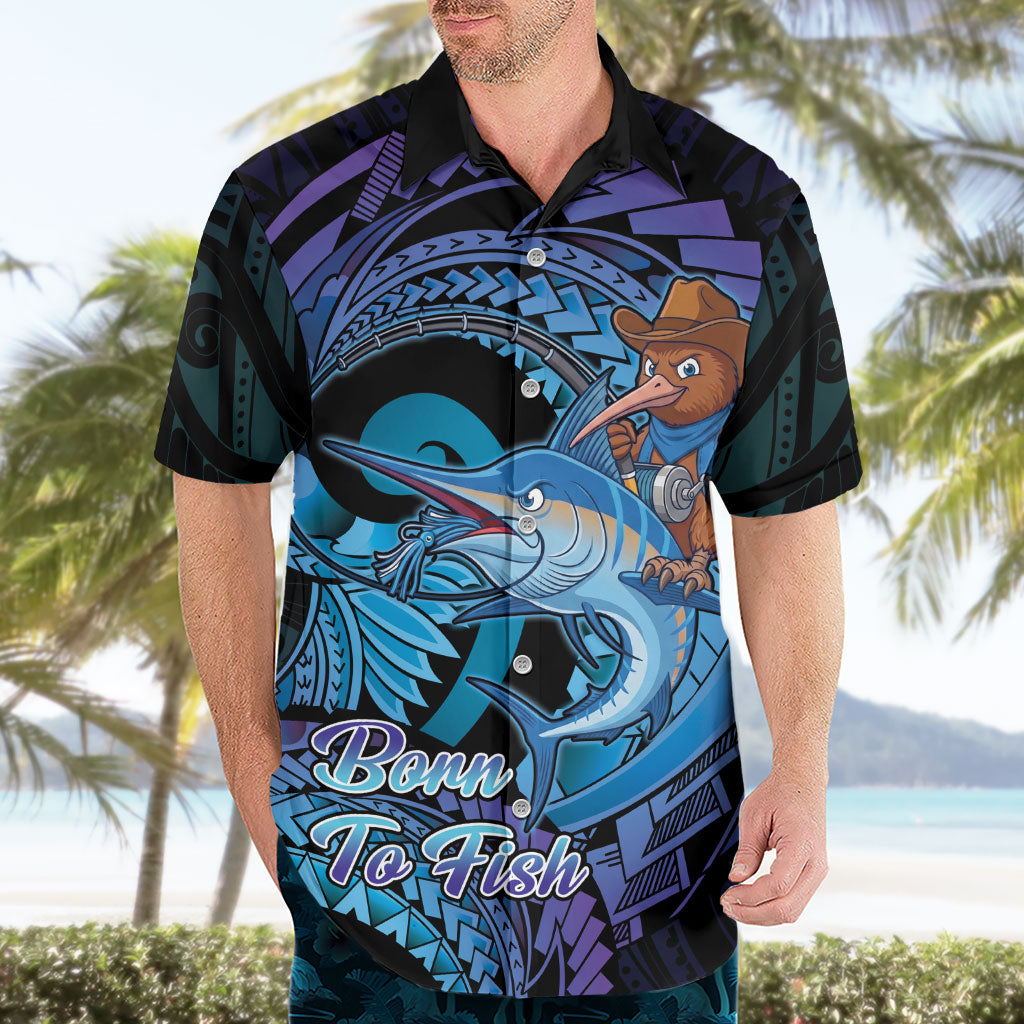 Personalised Blue Marlin Fishing New Zealand Hawaiian Shirt NZ Kiwi Cowboy Born To Fish