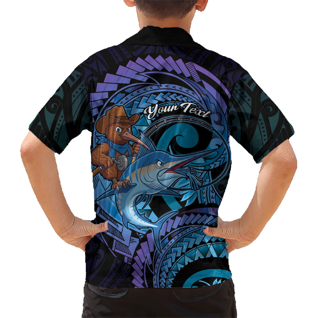 Personalised Blue Marlin Fishing New Zealand Hawaiian Shirt NZ Kiwi Cowboy Born To Fish
