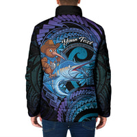 Personalised Blue Marlin Fishing New Zealand Padded Jacket NZ Kiwi Cowboy Born To Fish LT14 - Polynesian Pride