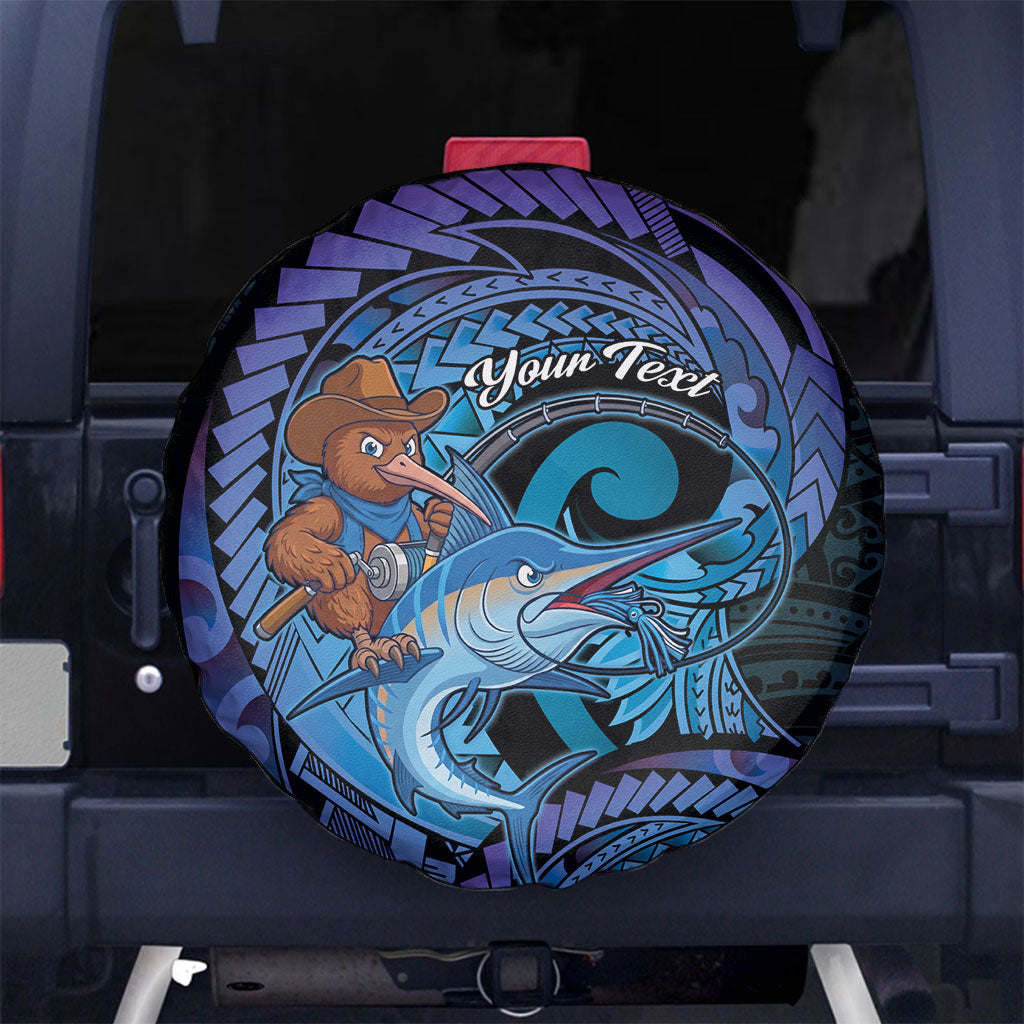 Personalised Blue Marlin Fishing New Zealand Spare Tire Cover NZ Kiwi Cowboy Born To Fish