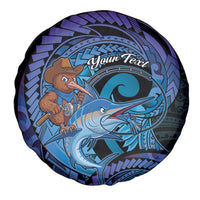 Personalised Blue Marlin Fishing New Zealand Spare Tire Cover NZ Kiwi Cowboy Born To Fish