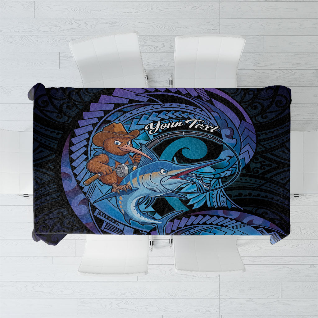 Personalised Blue Marlin Fishing New Zealand Tablecloth NZ Kiwi Cowboy Born To Fish