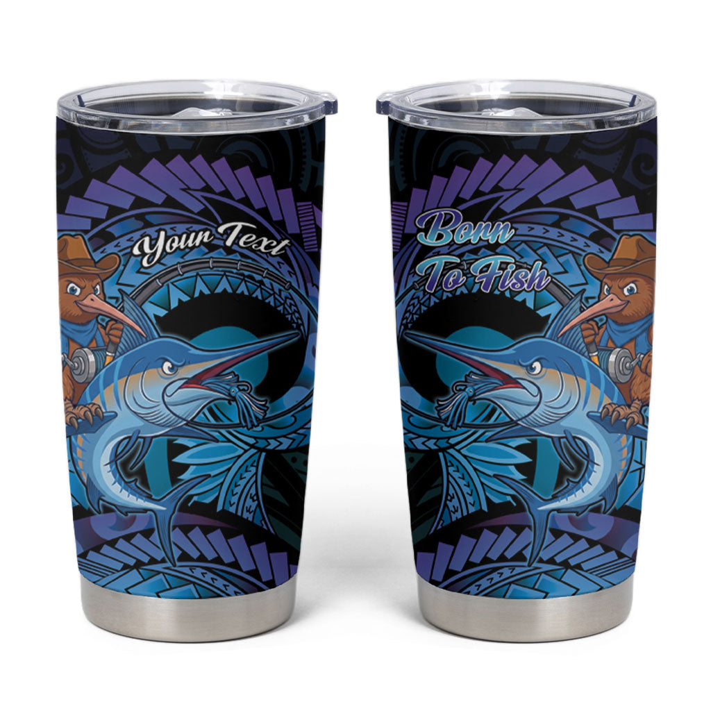 Personalised Blue Marlin Fishing New Zealand Tumbler Cup NZ Kiwi Cowboy Born To Fish