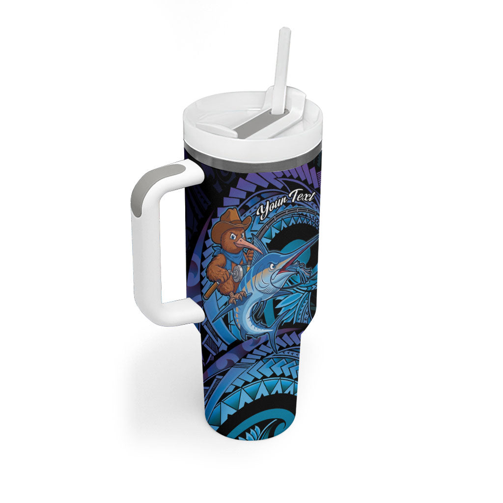 Personalised Blue Marlin Fishing New Zealand Tumbler With Handle NZ Kiwi Cowboy Born To Fish