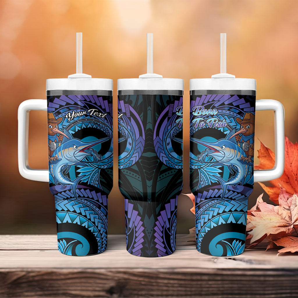 Personalised Blue Marlin Fishing New Zealand Tumbler With Handle NZ Kiwi Cowboy Born To Fish