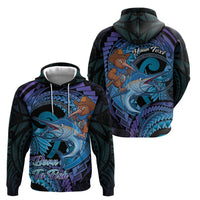 Personalised Blue Marlin Fishing New Zealand Zip Hoodie NZ Kiwi Cowboy Born To Fish
