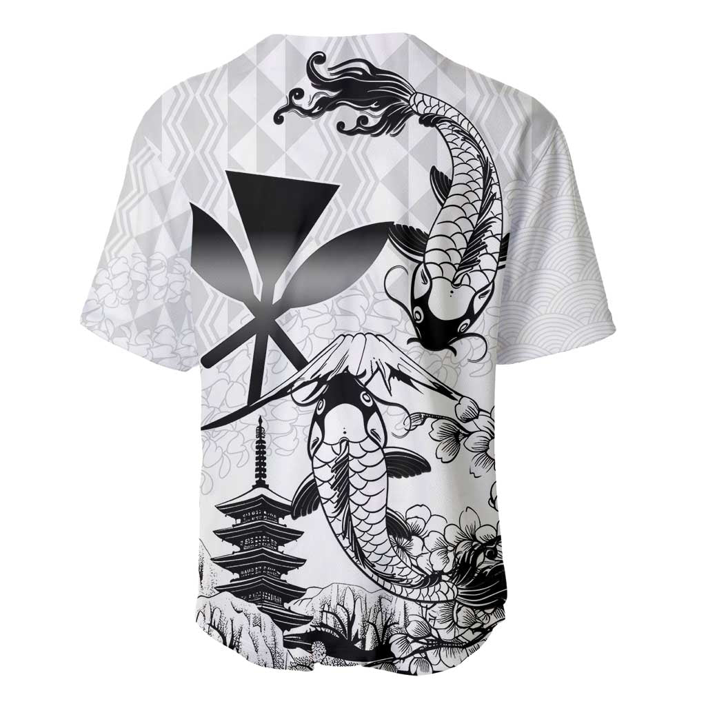 Japan And Hawaii Baseball Jersey Sakura Koi Fish Hawaiian Lei Kanaka - Polynesian Pride
